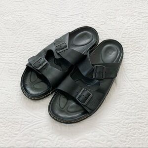Dr. Martens Men's Leather Double Strap Slide Sandals,‎ Black